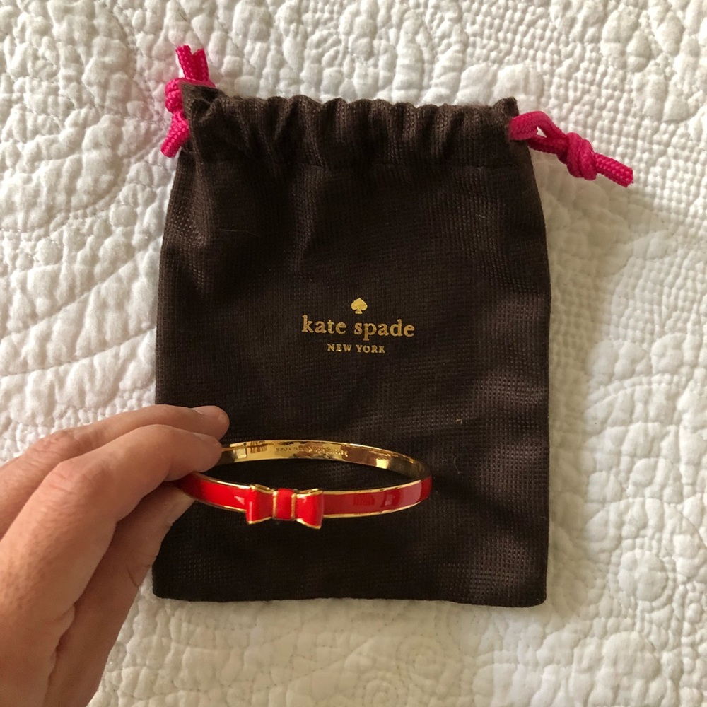 Kate Spade Red Enamel Bow Bracelet Bangle